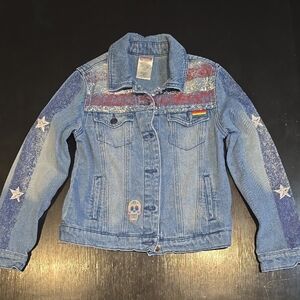Marvel Kids Blue Denim Jacket with Star and Stripe Accents/